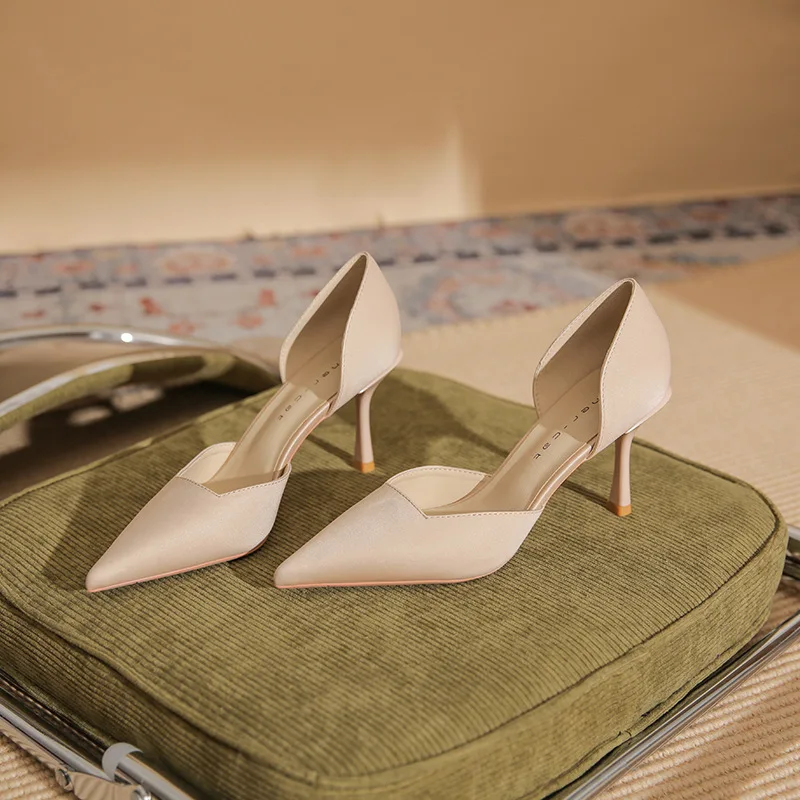 

Туфли Bloomsteps [Sheepskin] на шпильке с острым носком, женские, весна 2026, новинка, французский стиль, нюдовые, на низком каблуке