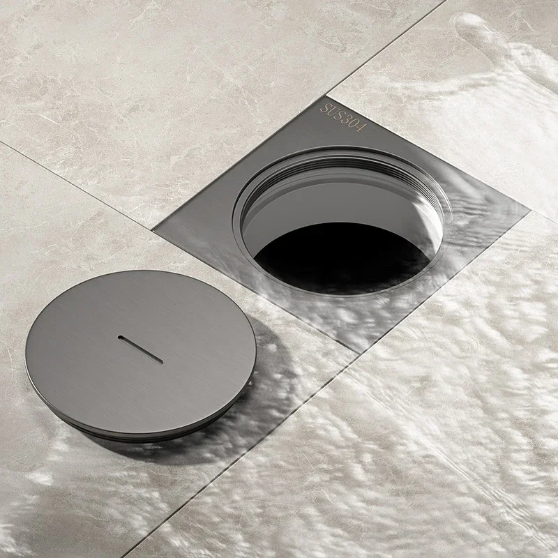 Imagem -04 - Stainless Steel Gun Gray Floor Drain Dreno do Chuveiro com Porto de Limpeza Drenagem para Banheiro e Varanda 304