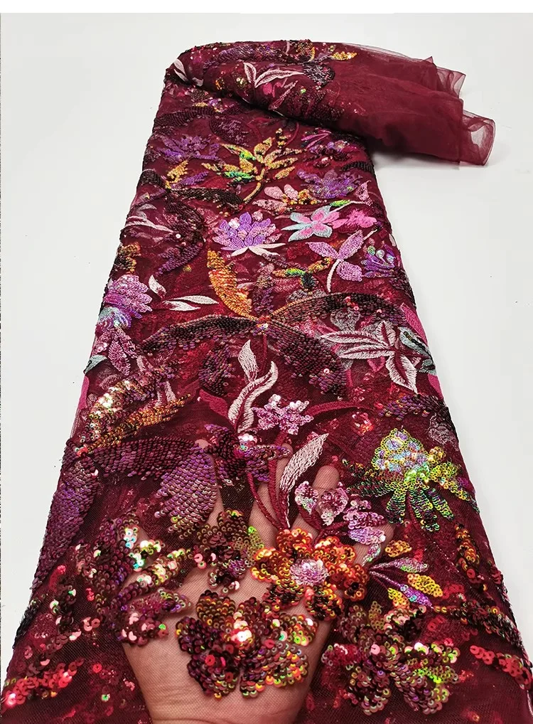 

1-ярдовая модная ткань с вышивкой блестками и цветком кокосовой пальмы, свадебное платье, шитье детской одежды