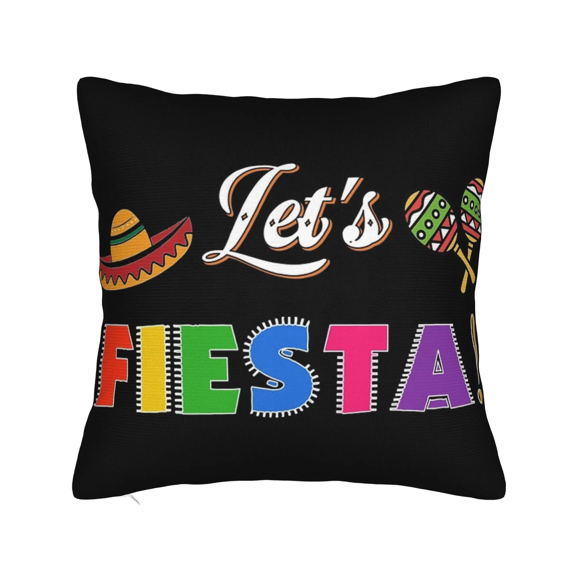 Decorative Pillow Covers Let's Fiesta Cinco De Mayo  Stuff Home  Throw Pillow Case Cover Square Multi-Size