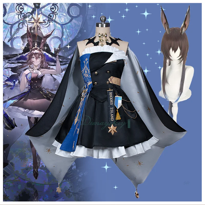 

Game Arknights Amiya New Skin Cosplay Costume Full Set - Lolita Dress, Cloak, Witch Hat Wig Accessories Halloween & Carnivals