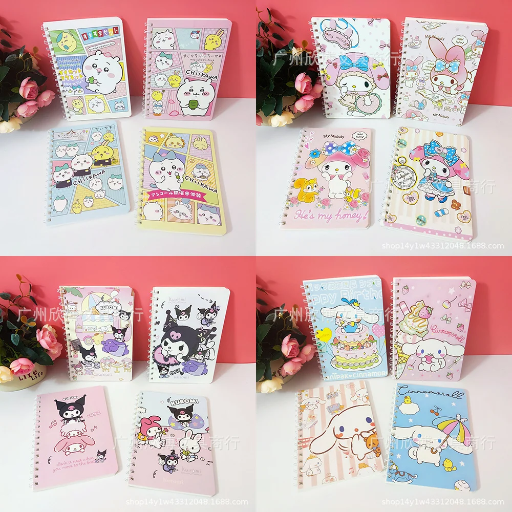 

Sanrio 10 шт./комплект оригинальный Hello Kitty Kuromi моя мелодия катушка A5 блокнот цветной аниме мультфильм магнитная пряжка студенческий дневник подарок