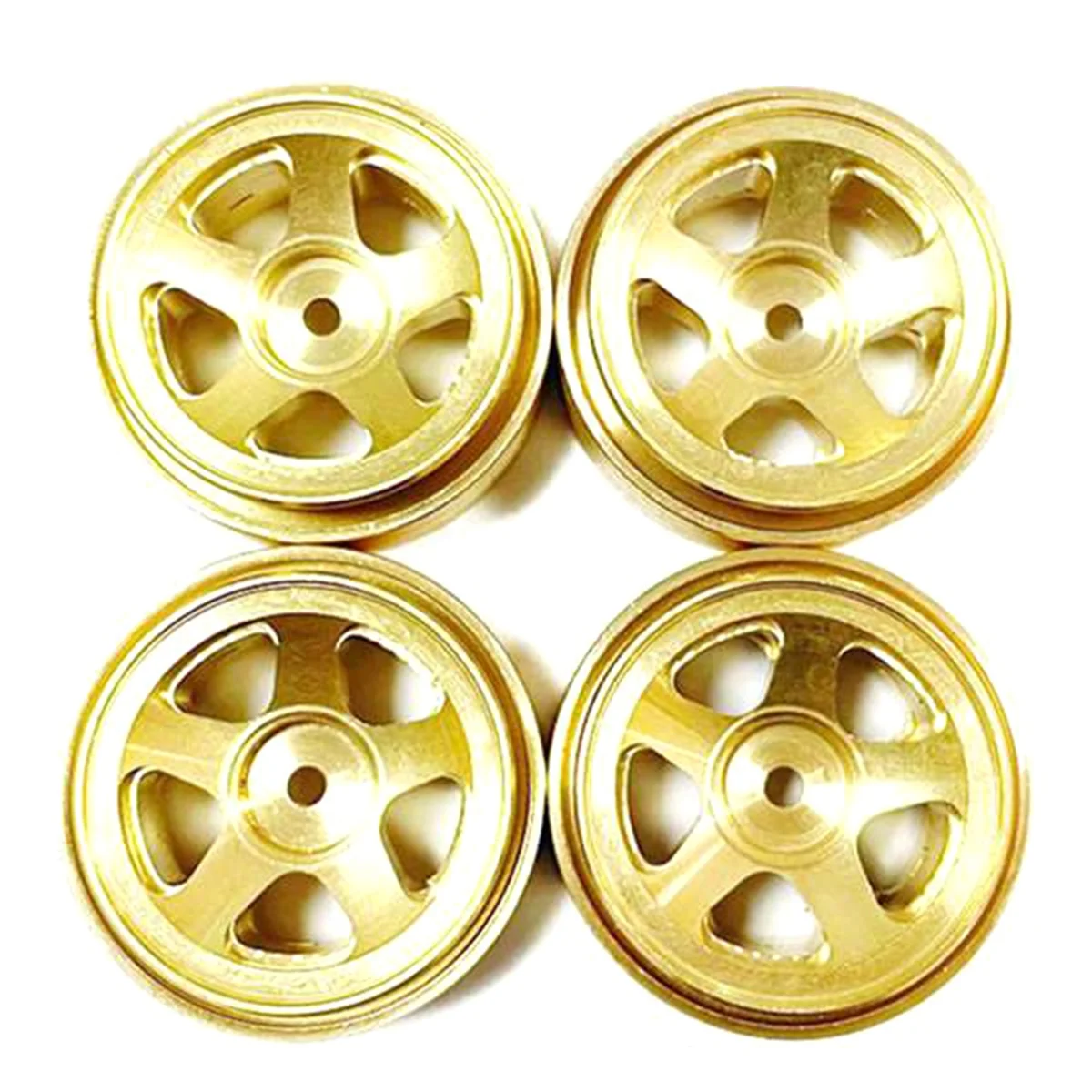 4PCS Brass 1.0 Beadlock Wheel Rim Wheel Hub Counterweight for Axial SCX24 1/24 RC Crawler Car Upgrades Parts,Yellow