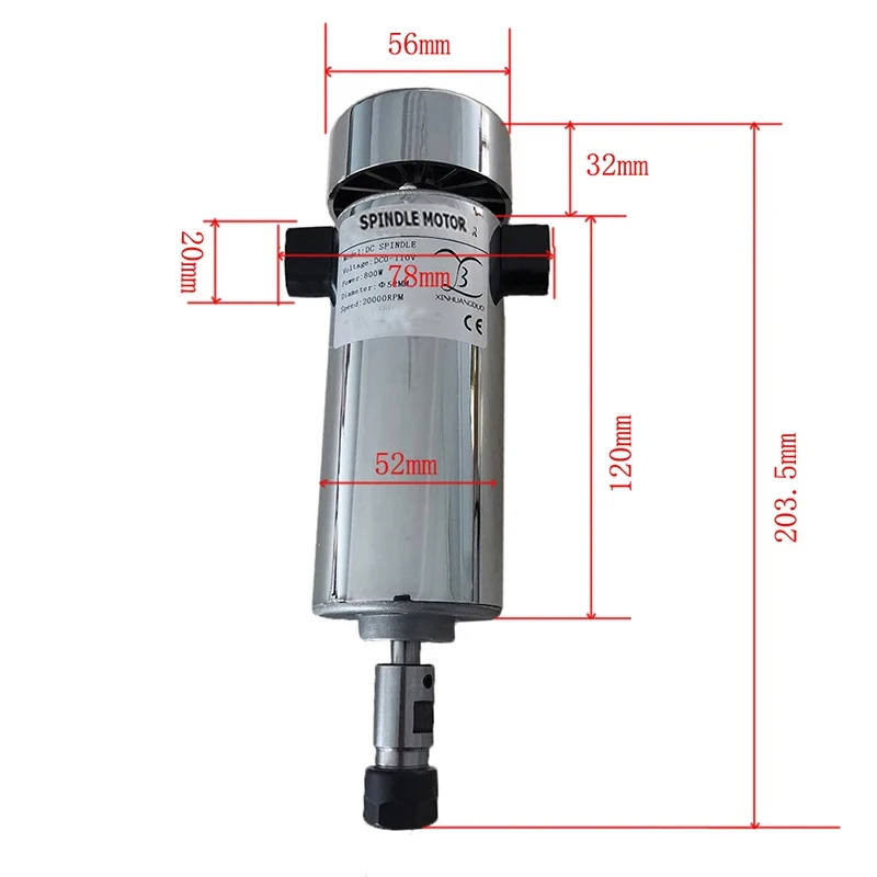 Air cooled 0.8kw DC110V 20000RPM CNC spindleMotor Kit / chuck 800W Spindle Motor + Power Supply speed governor +52MM Clamp view 5