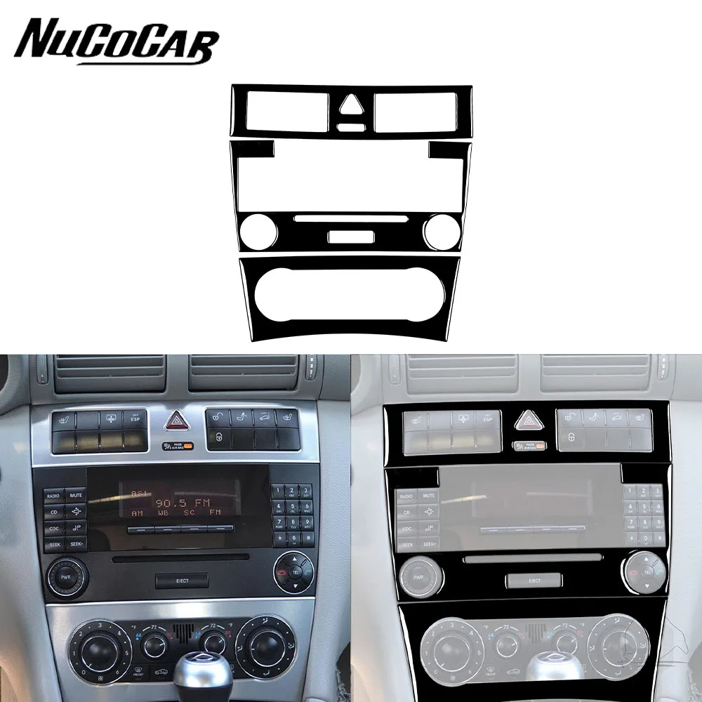 

For Mercedes-Benz C-Class W203 2005-2007 Piano Black Radio air conditioning control panel set Car Interior Decorative Stickers