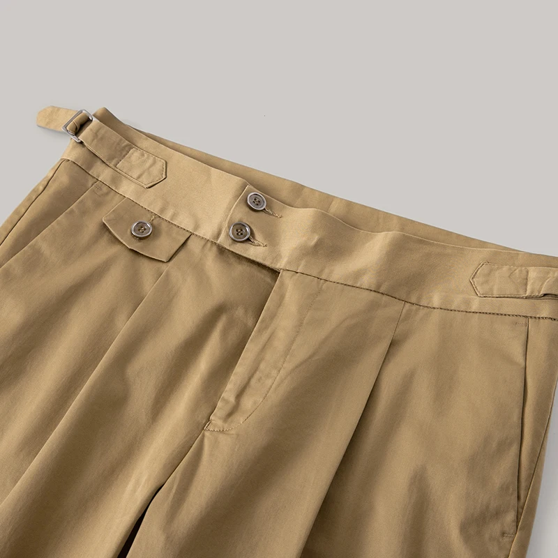 Naples High-waisted Saging Business Social Suit Pants Men Wedding Groom Dress Pants Slim Casual Straight Cropped Pants