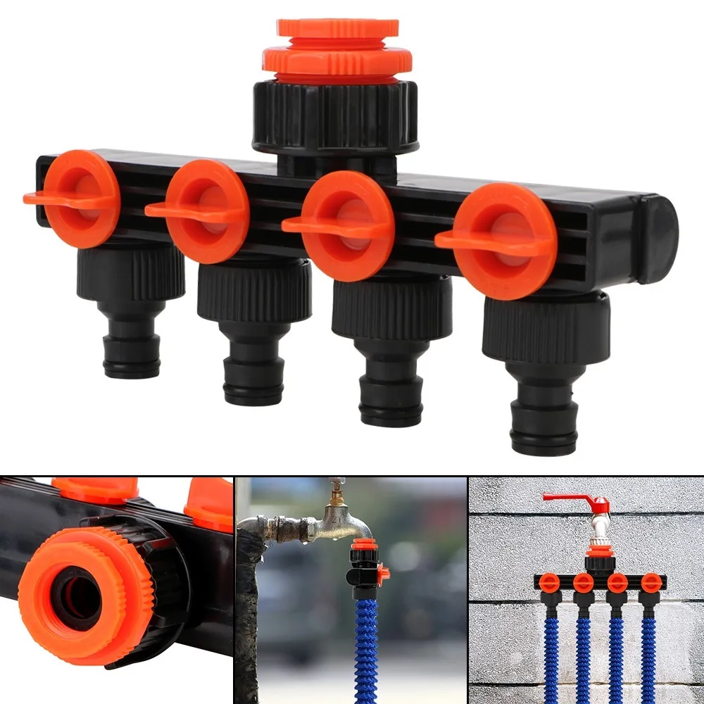 One in Four Valve Splitter Nipple Connector Multi-function 4 Way Hose Splitters Garden Accessories Water Pipe Hose