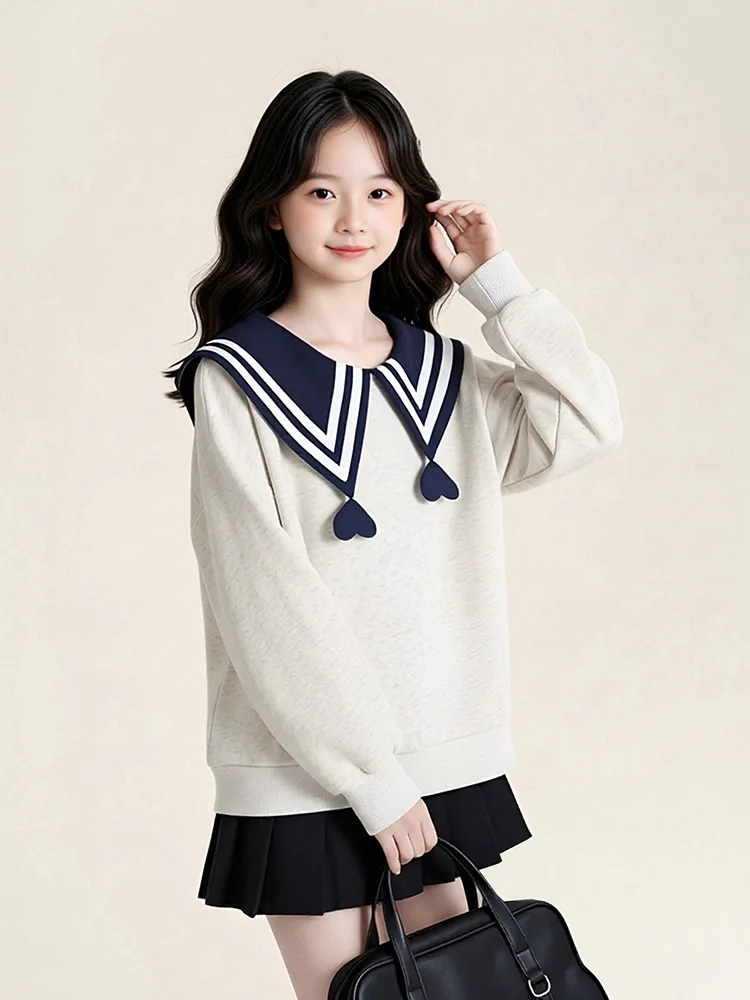 Childrens Clothing Girls Hoodie 2026 Autumn New Style Childrens College Style Casual Top Looks Good Autumn Outfit
