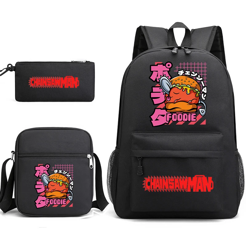 

Chainsaw Man Anime School Bag Set for Teens Kids Includes Shoulder Bag and Pencil Case 3-Piece Gift