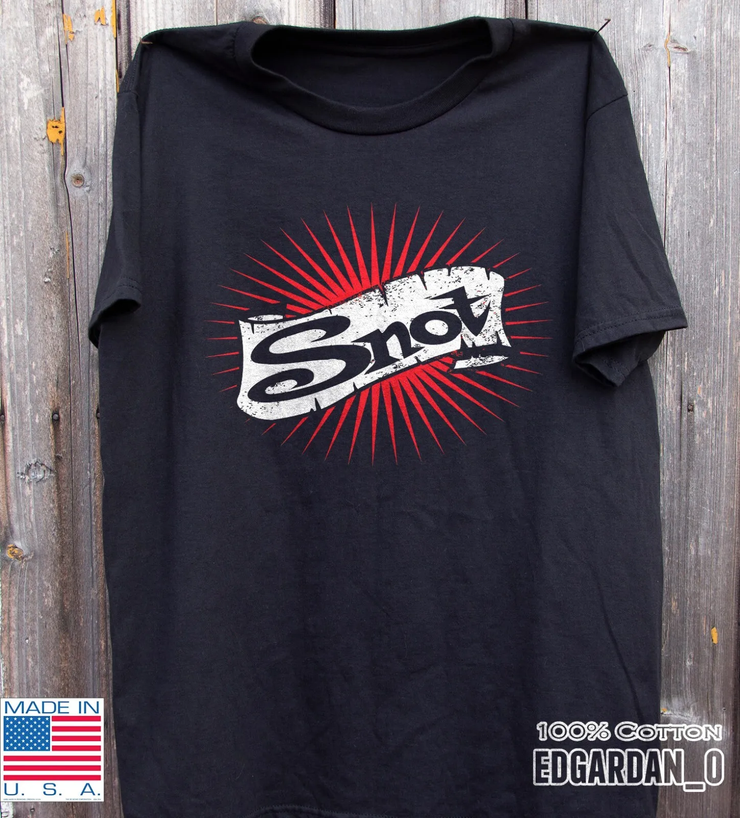Camiseta unisex negra de algodón pesado con logotipo de Snot American Band talla S-5XL