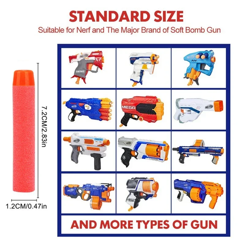 Proiettili a testa tonda solidi rossi 7.2cm per Nerf N-strike Elite Series Blasters Foam EVA Refill Darts accessori per pistole giocattolo per bambini