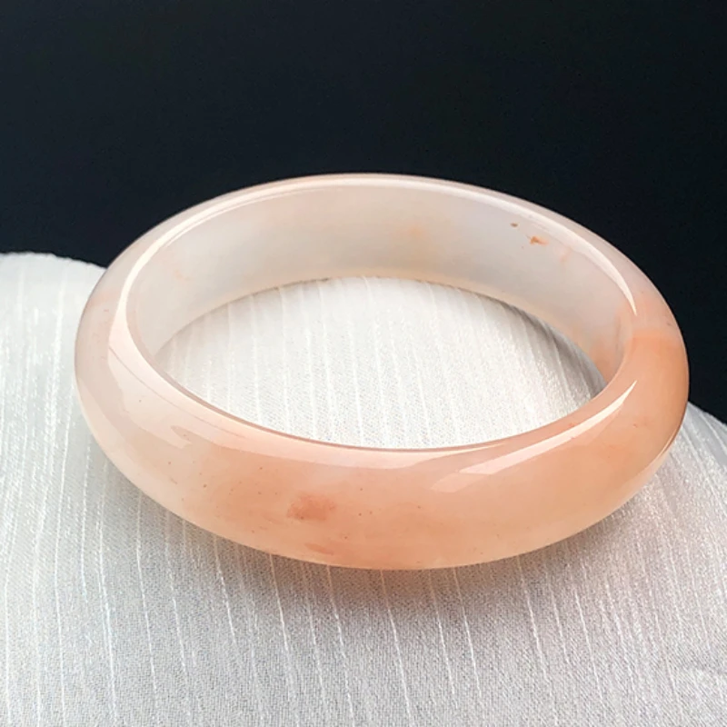 Peach Blossom Pink Orange Gold Silk Jade Bracelet Women's Piaohua