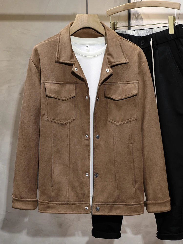 

Мужская куртка в американском ретро-стиле из замши, осенне-зимняя, модная, с эффектом высокого класса, стильная, весенне-летняя, верхняя одежда для мужчин