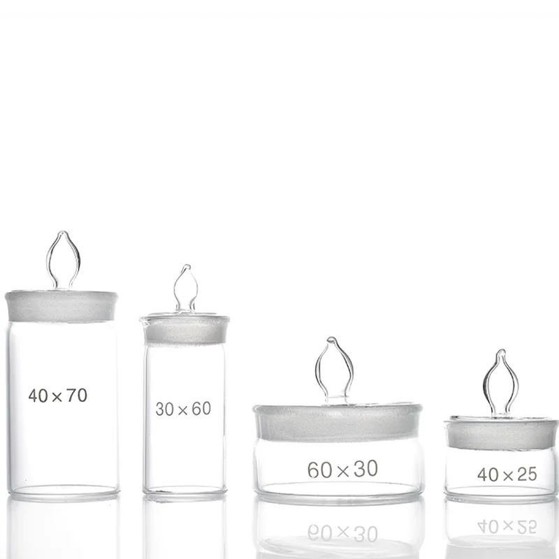 

10PCS Glass weighing bottle flat shaped weigh bottle high type weighing dish soaked bottle disinfection utensils