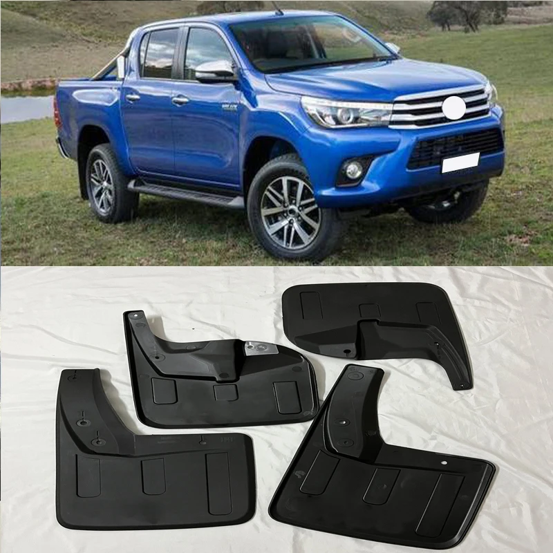 

4PCS HIGH QUALITY MUDGUARD RUBBER MATERIAL WITH LOGO CAR WHEEL PROTECT FENDER FLARE FIT FOR HILUX REVO ROCCO 2015-2019 PICKUP