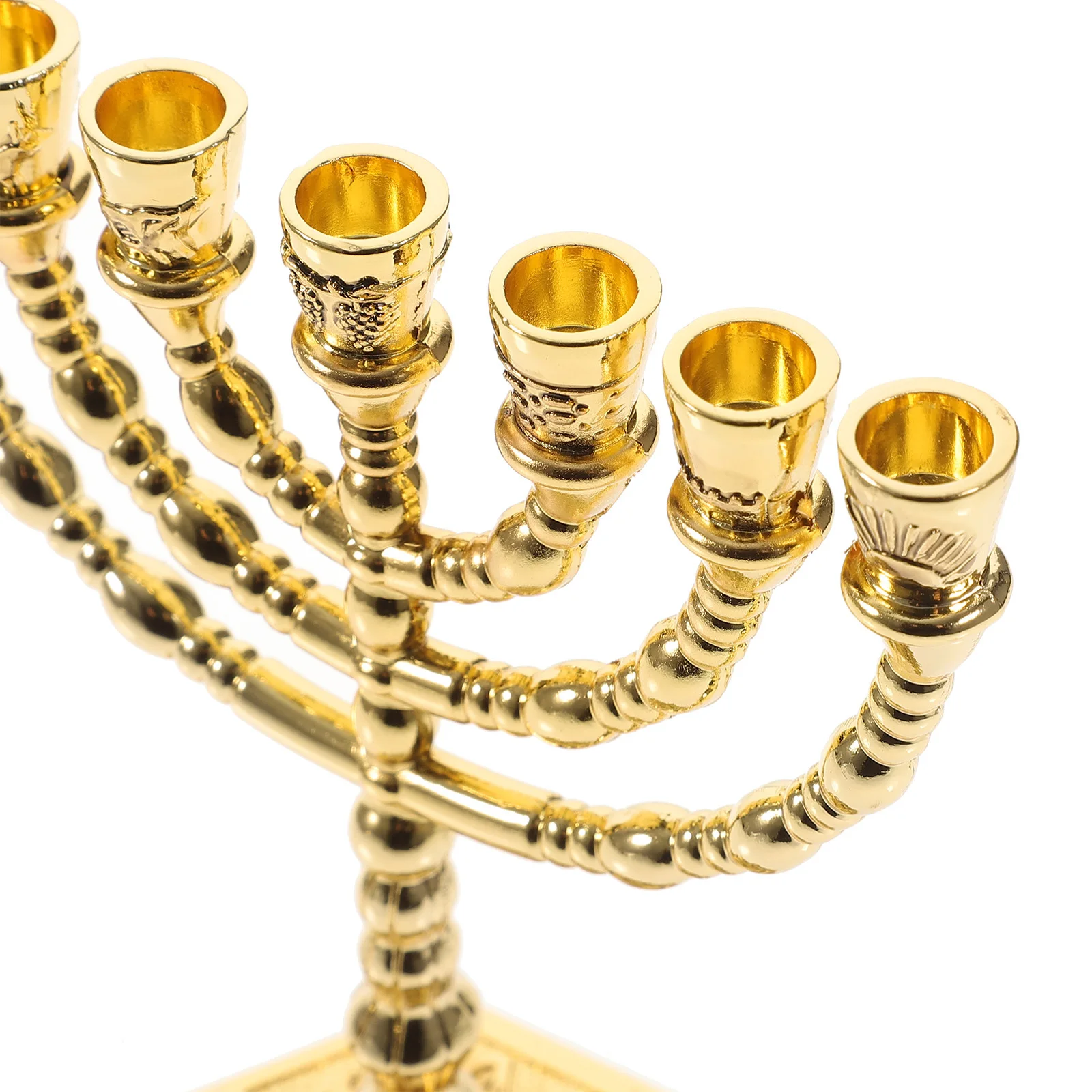 

7 Branches Metal Religious Menorah Holder Vintage Candelabrum Decorative Candlestick For Home Office Party Desktop