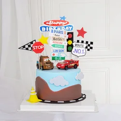 Cake Topper Happy Birthday Wedding Car Signpost Flag Star Kids Party Baby Shower Cupcake Toppers Decoration Baking Supplies DIY