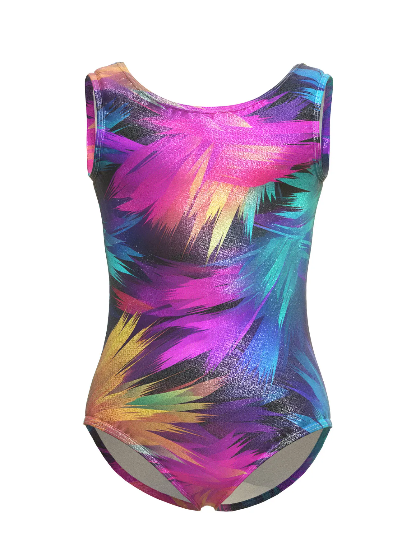 

Girls Dances Leotards Colorful Dazzling Pattern Unitards for Performances Kids Ballet Dance Biketards Tumbling Shorts Activewear