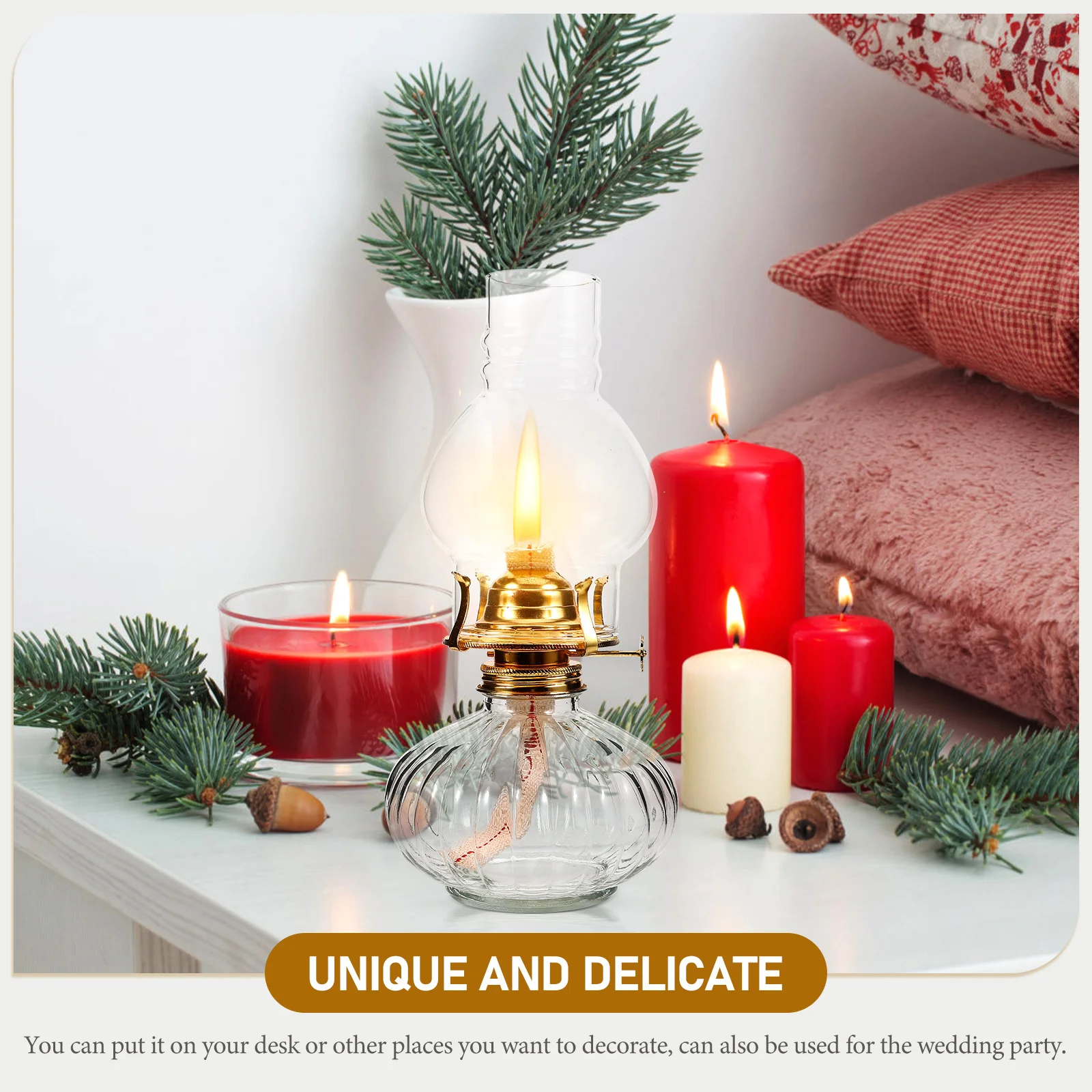 

Retro Lamp Unique Delicate Design Clear Lampshade High Temp Resistant Home Balcony Courtyard Decor Glass Lamps