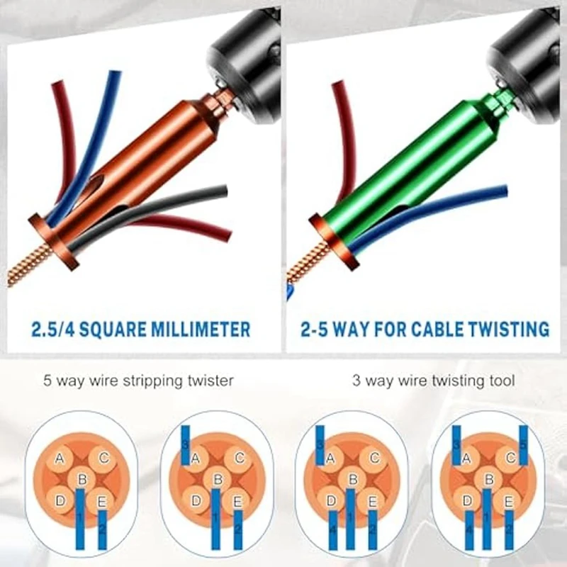 5 Wire Twisting Tool For Drill 3/5 Way Wire Stripping Tool Wire Twister Tool Wire Stripper And Twister Connector Driver