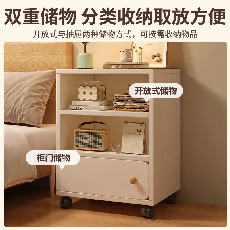 for Modern Simple Bedside Table Multi-layer Removable Storage Rack Against Wall Multifunctional Bedroom Nightstand for Rental