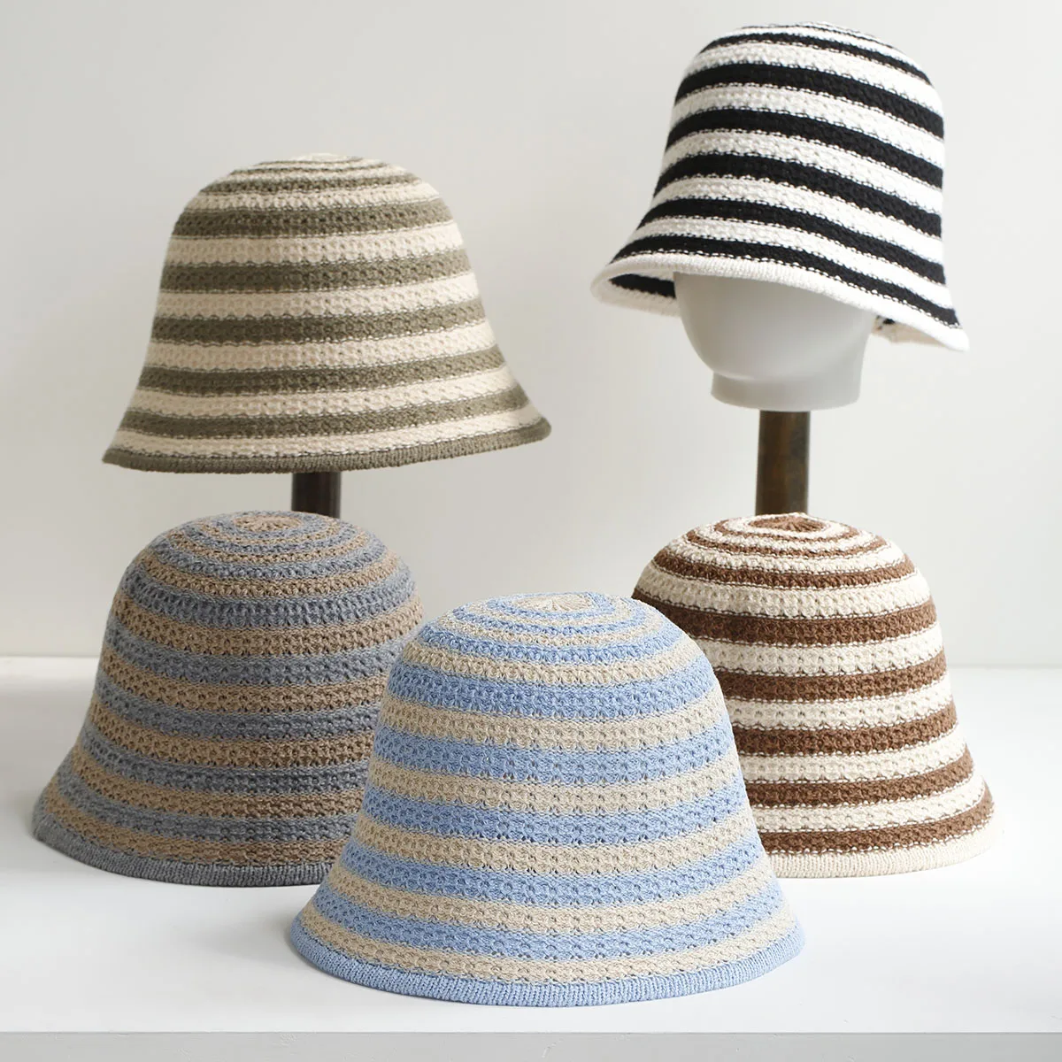

2026 stripe Bucket Hat for Women Summer Hat Weave Sun Hat Travel Cap Lady Cap Female Simple Fold Floppy Girls Beach Panama Hat