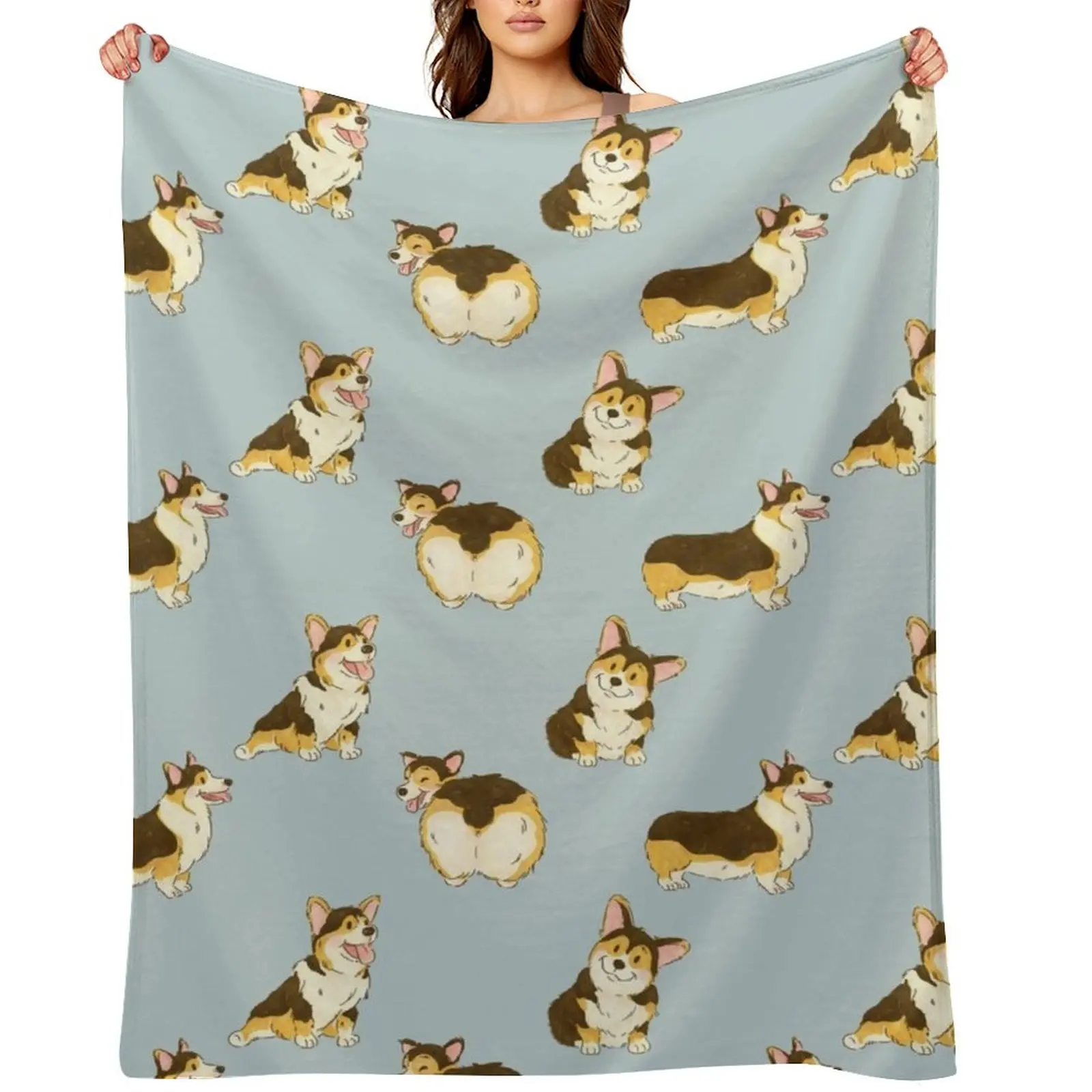 

Tri Color Corgi Dog Throw Blanket Decorative Sofas Fashion Sofas Quilt Blankets