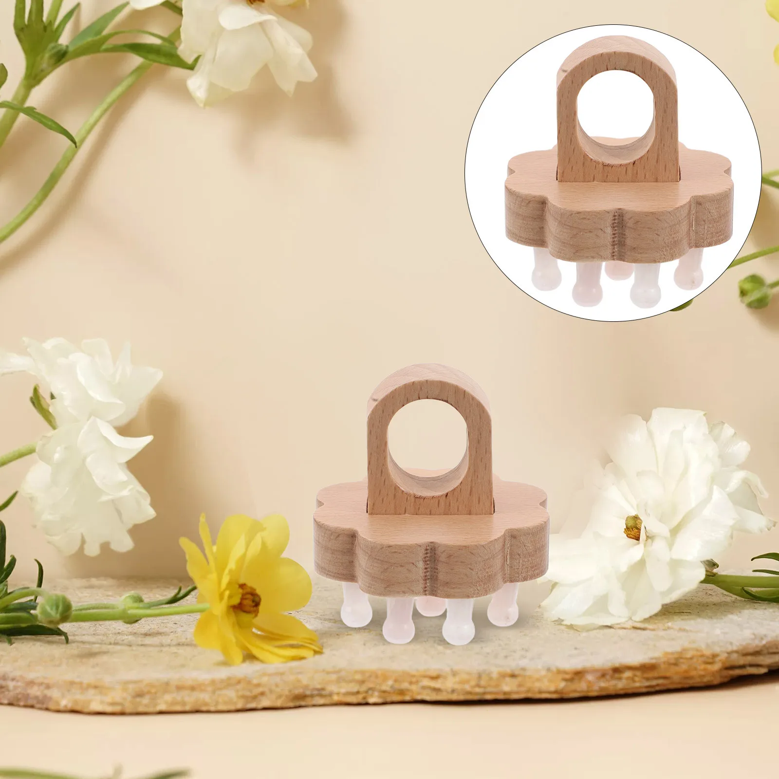 

Натуральная кварцевая массажная расческа с широкими зубьями, инструмент для облегчения волос головы, лица, шеи, для контроля жирности перхоти, портативный релаксатор стресса