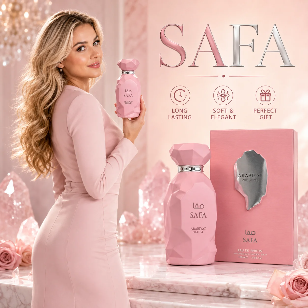 Perfume Fragrance Rose - Safa Pink Perfume 100ml Long Lasting