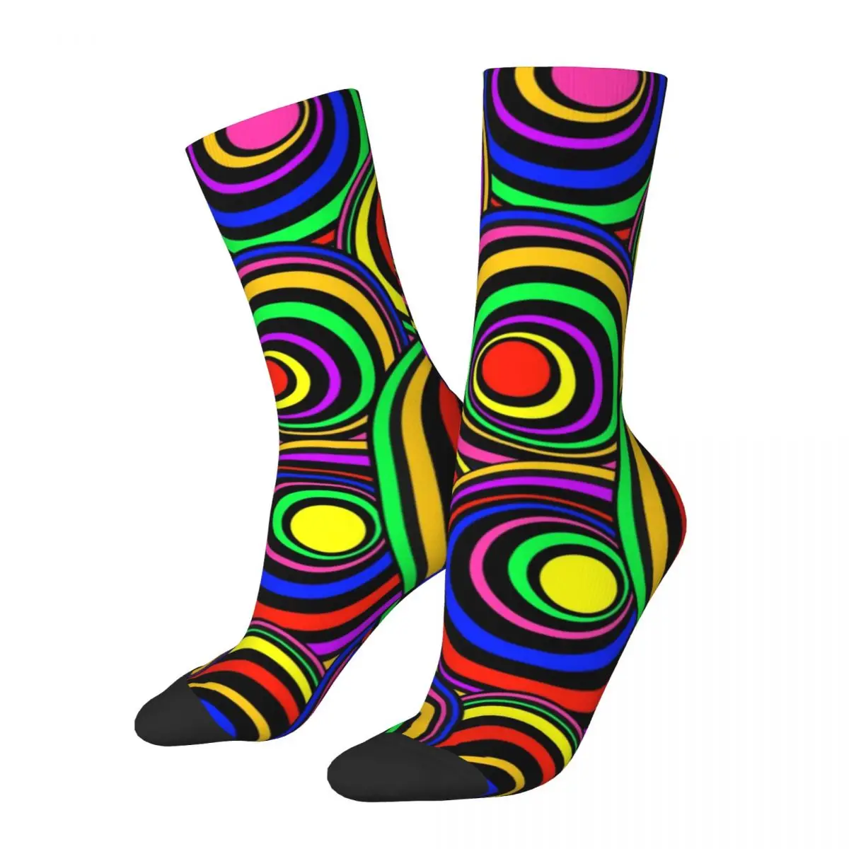 

Trippy Psychedelic Socks Circles Op Art Pattern Harajuku Stockings Winter Anti Skid Unisex Socks Design Running Sports Socks