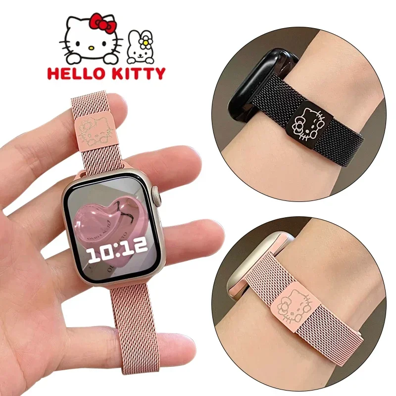 Sanrio Hello Kitty Magnetic Loop Strap For Apple watch Band 44mm 49mm 40mm 45mm 41mm 42mm 38mm bracelet  iWatch Ultra 8 4 5 6 7