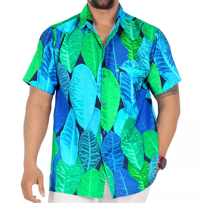 

Hawaiian Shirt Tropic Plant Palm 3d Print Shirts Men Vacation Blouse Lapel Baggy Shirt Women Holiday Fashion Casual Tops Tees