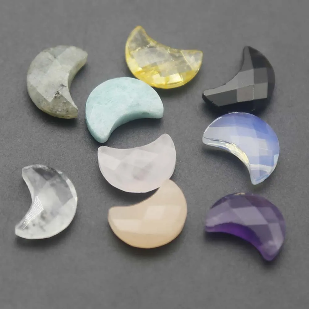 New Natural Amethyst Powder Slice Small Moon Pendant Tianhe Elongated Crescent Shape DIY Accessories Wholesale8Pcs Free Shipping