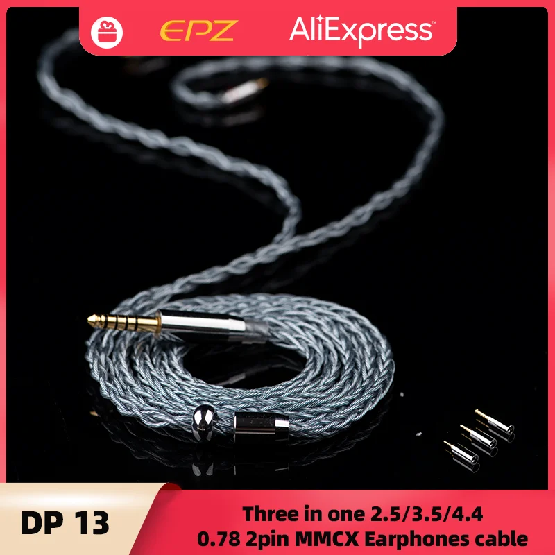 EPZ HIFI Earphone IEM Cable 7N OCC DP13 Single Crystal Copper Silver-Plated Graphene 2.5/3.5/4.4mm Three-In-One 0.78mm 2pin/MMCX