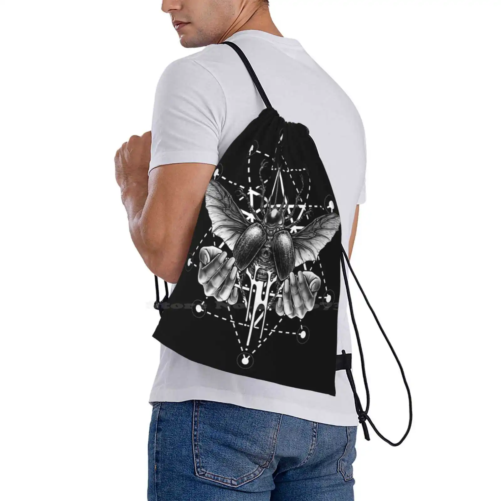 Curse Of The Mystical Stag Beetle Hot Sale Schoolbag Backpack Fashion Bags Tattoo Witch Magic Occult Gothic Sacred Geometry