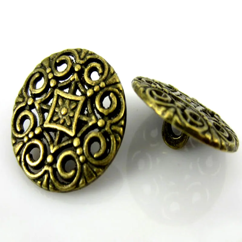 20Pcs Vintage Metal Pierced Buttons Shank Flower Metal Buttons Fit Sewing Clothing Craft 18.0mm