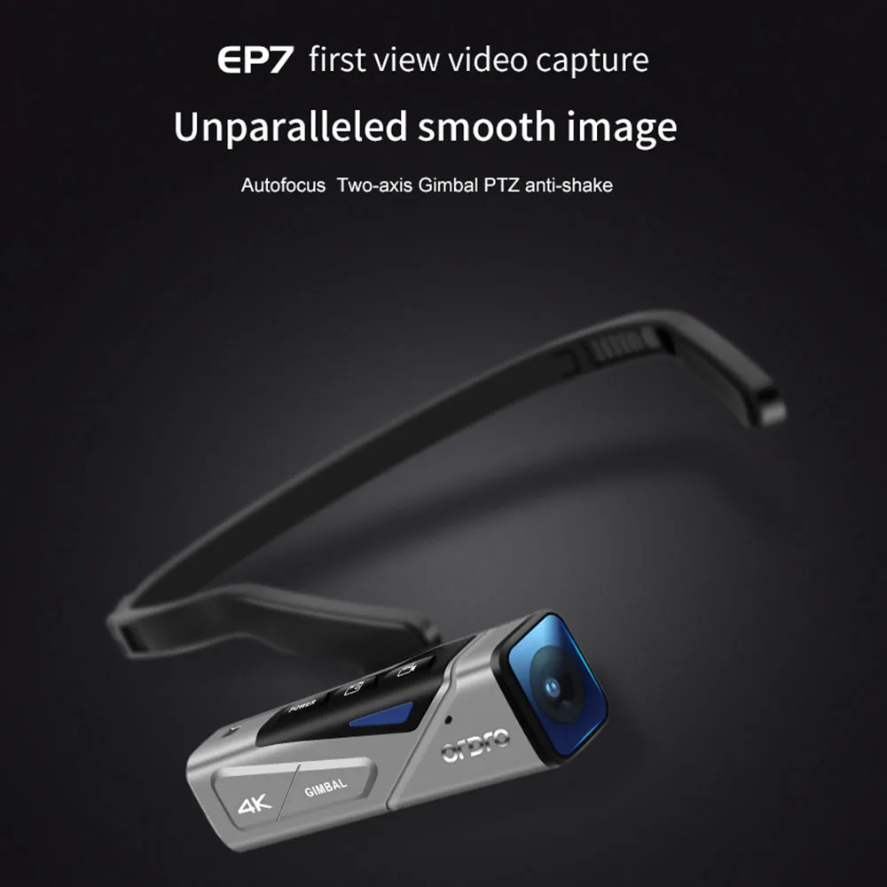 ORDRO EP7 Head Wearable 4K 60fps Video Camera First Person View Hand-Free Camcorder APP Control Autofocus Built-in 2-Axis Gimbal