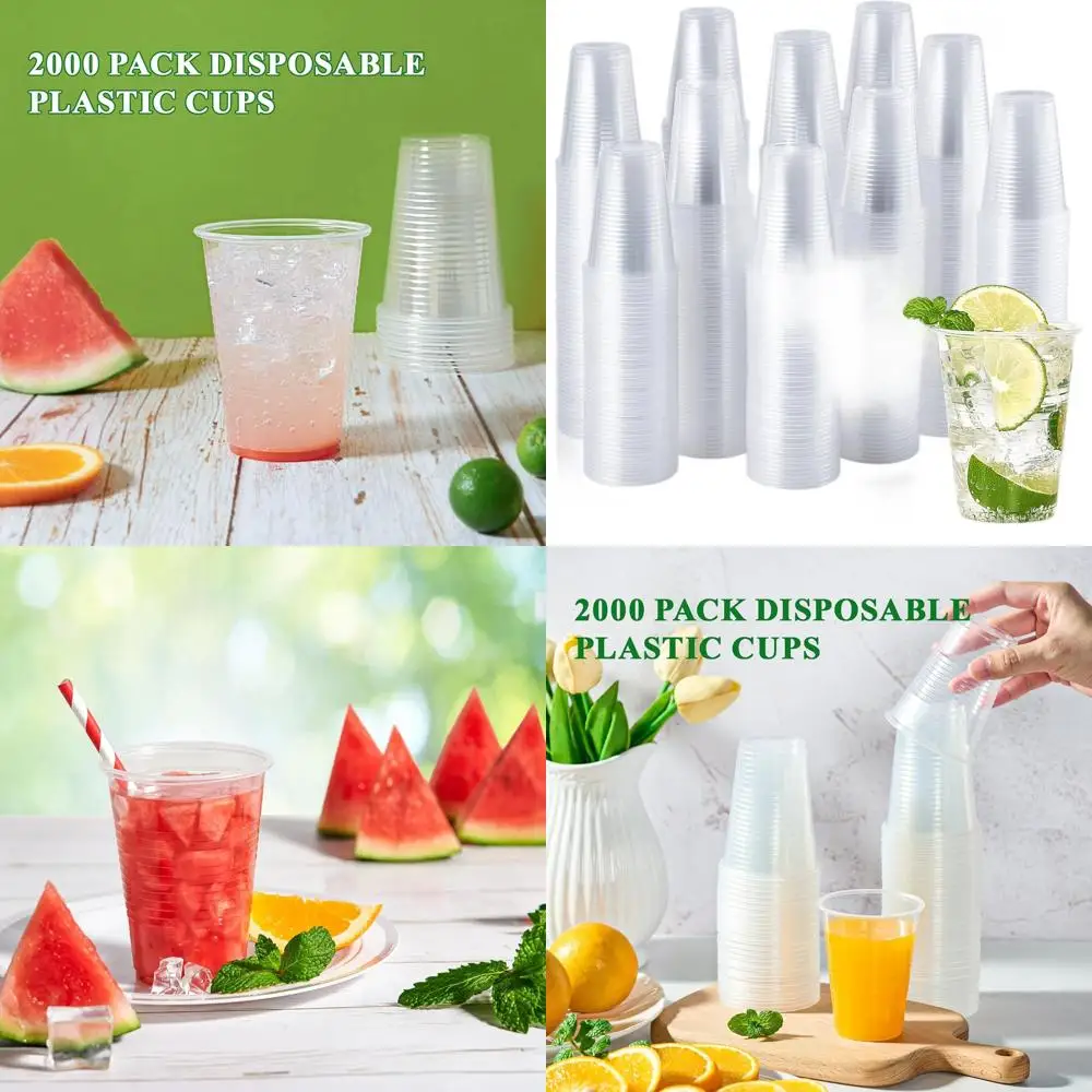 

7 Oz Clear Plastic Cups, 2000 Pack Disposable Cups for Cold Drinks, Ideal for Parties and Events