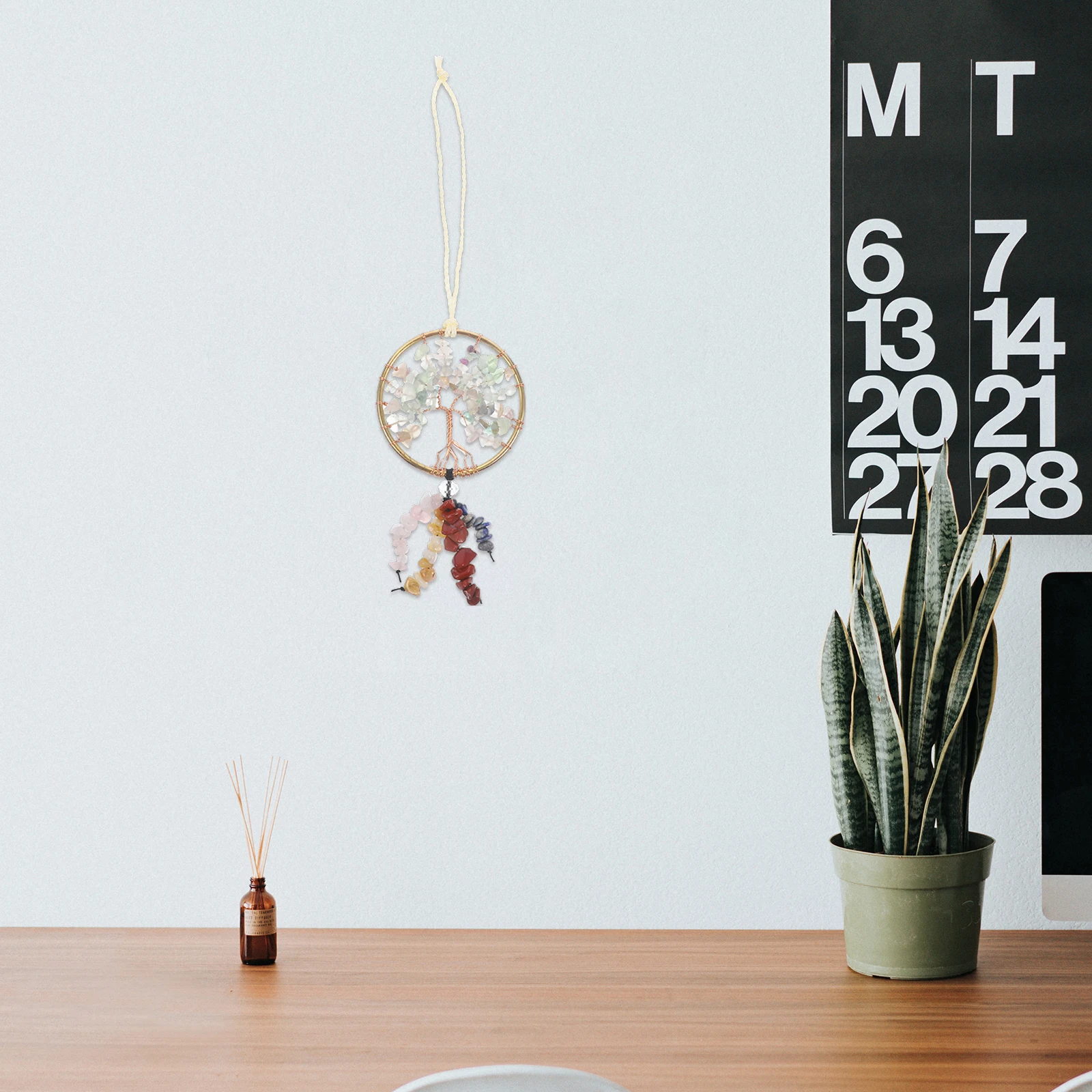 

Beautiful Life Tree Car Hanging Ornament Natural Stone Tree Pendant Rear View Mirror Interior Decor