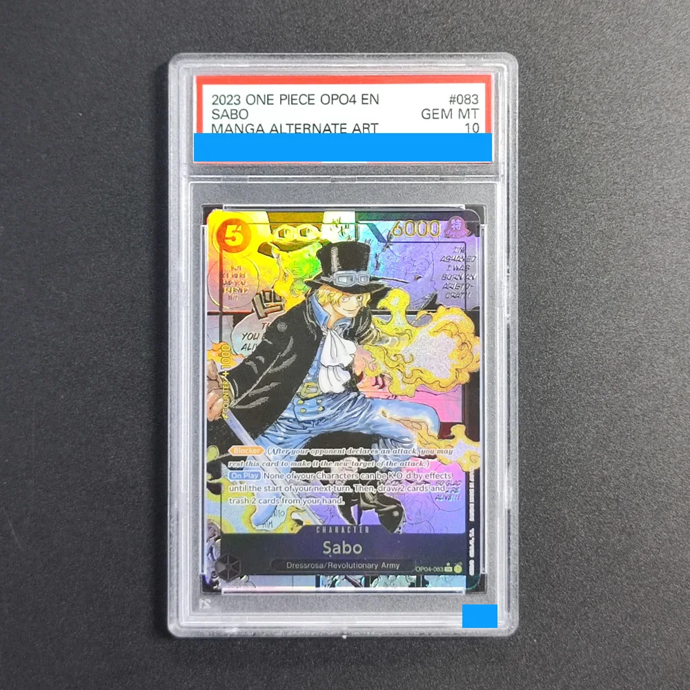 

Proxy DIY 2023 ONE PIECE OPO4 EN SABO 083 Rating Card 10 Special Art Rare Gem Mt 10 Card Holographic Labels Gift Cards Toy