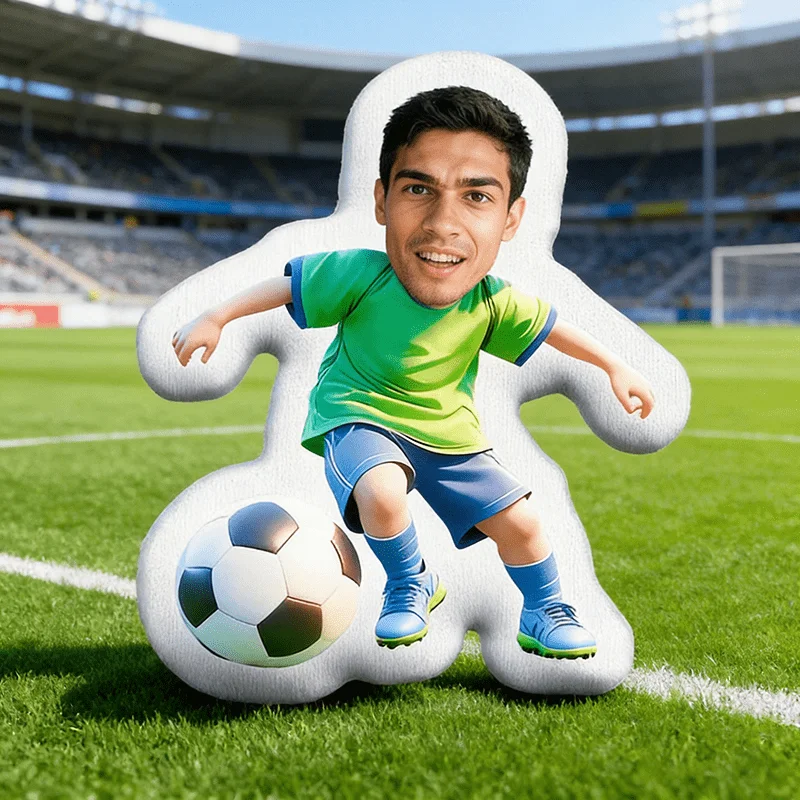 Custom Photo Soccer Player Pillow Personalized Football Portrait Cushion Double Sided Print Soft Plush Gift for Fan Home Decor