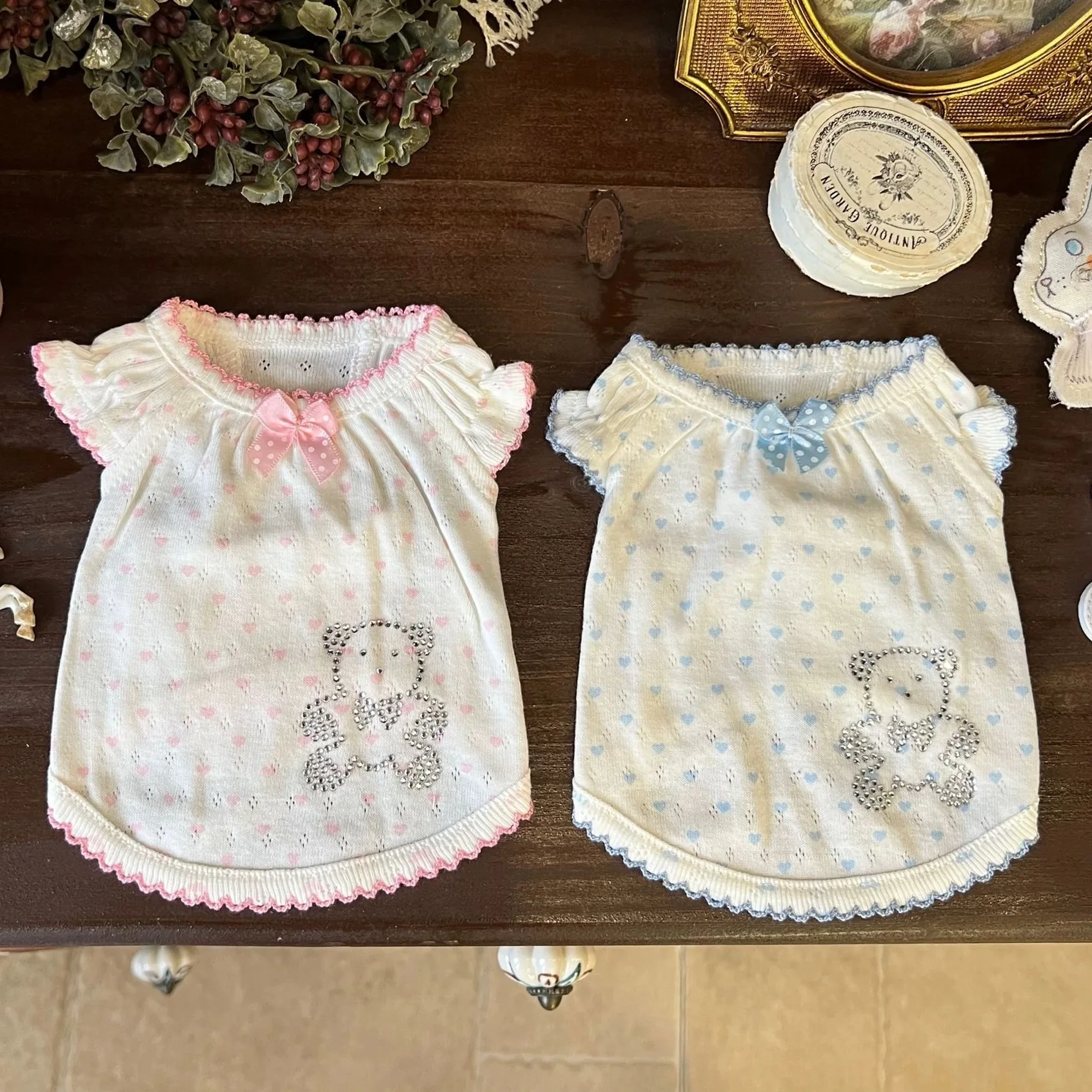 Vestido Floral de Verano con Hombros Descubiertos para Perros, Ropa para Mascotas Estilo BM, Vestido para Perro con Diseño de Corazón para Maltese, Shi Tzu, Teddy, Casual Floral D...