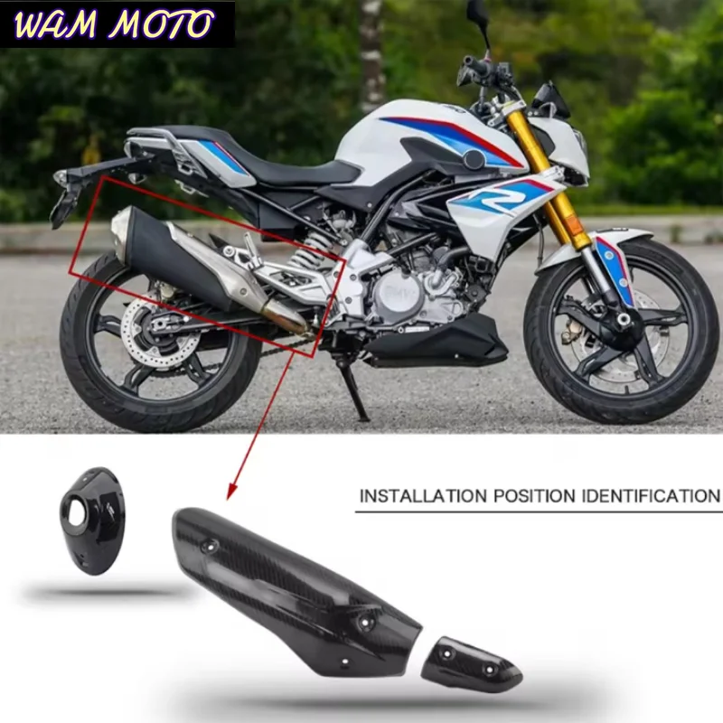 Motorcycle Carbon Fibre Exhaust Pipe Protection Cover Guard Insulation Board For BMW G310R 310 R 2017-2023