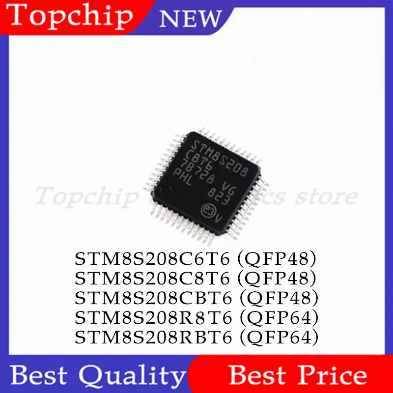 1pcs STM8S208C6T6 STM8S208C8T6 STM8S208CBT6 STM8S208R8T6 STM8S208RBT6 QFP48 QFP-64 8-bit microcontroller chip