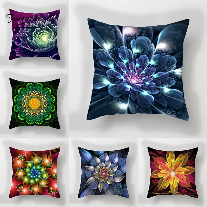 Home Decoration Pillowcase Contrast Flower Print Cushion Cover Gradient Floral Pillows Cover for Car Office