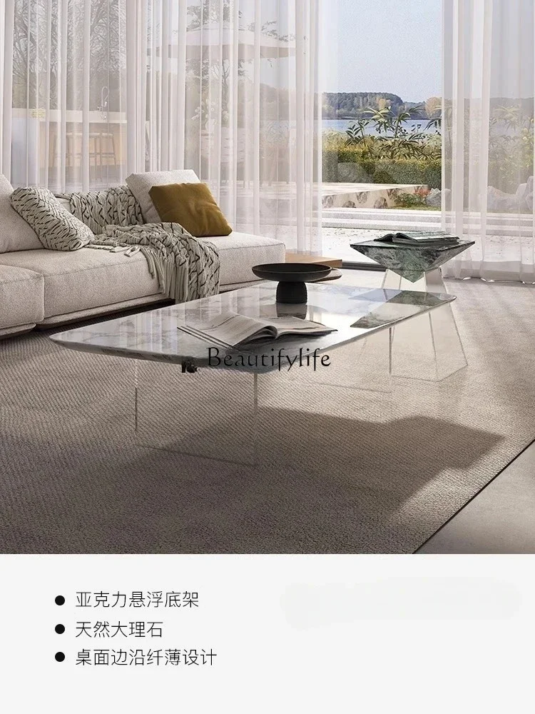 FG52Modern simple acrylic suspended coffee table small apartment marble high-end sense Bulgari coffee table