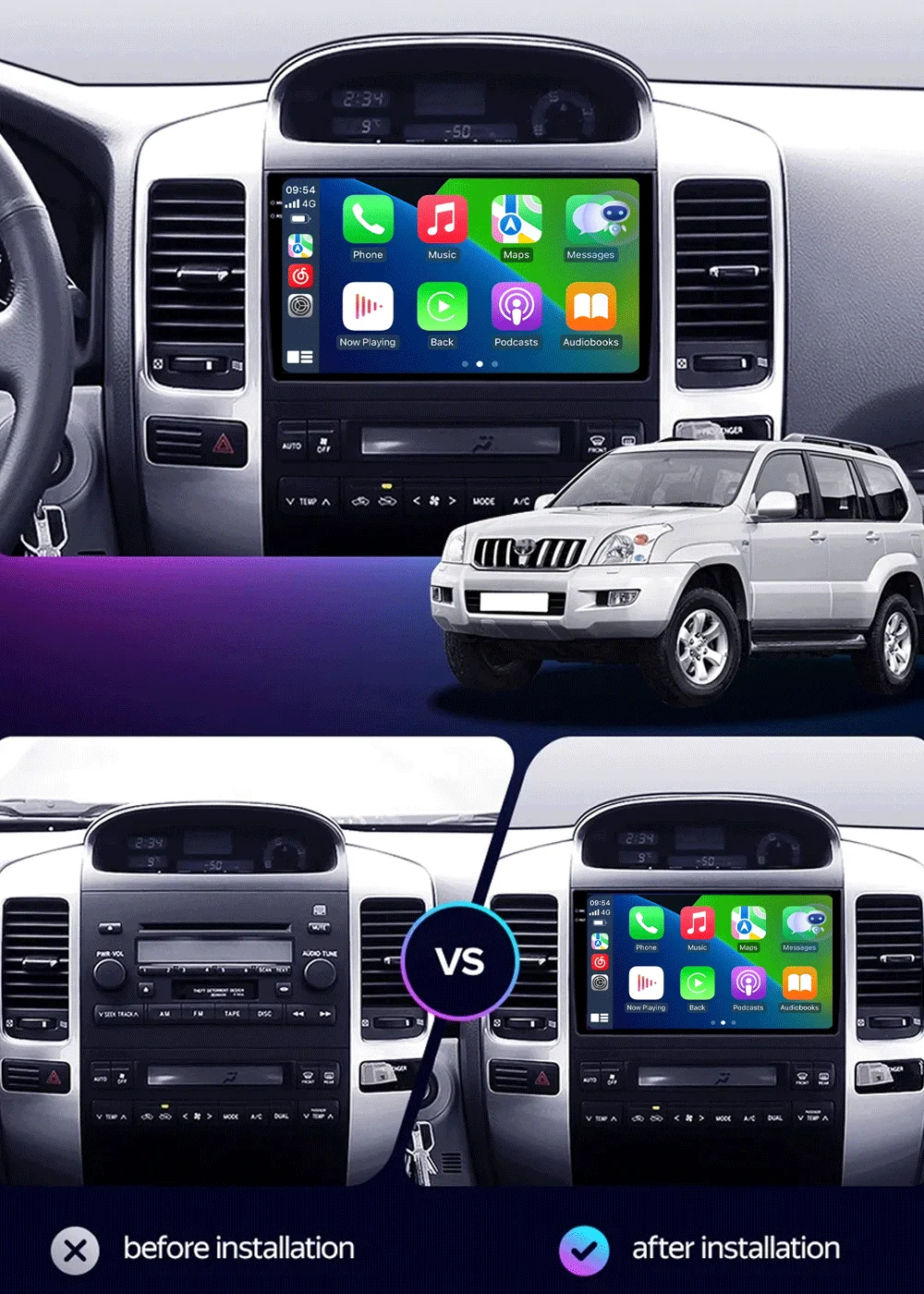 راديو سيارة أندرويد 15 لتويوتا لاند كروزر برادو 120 3 III لكزس GX470 GX 470 J120 2002 - 2009 مشغل فيديو الوسائط المتعددة #3