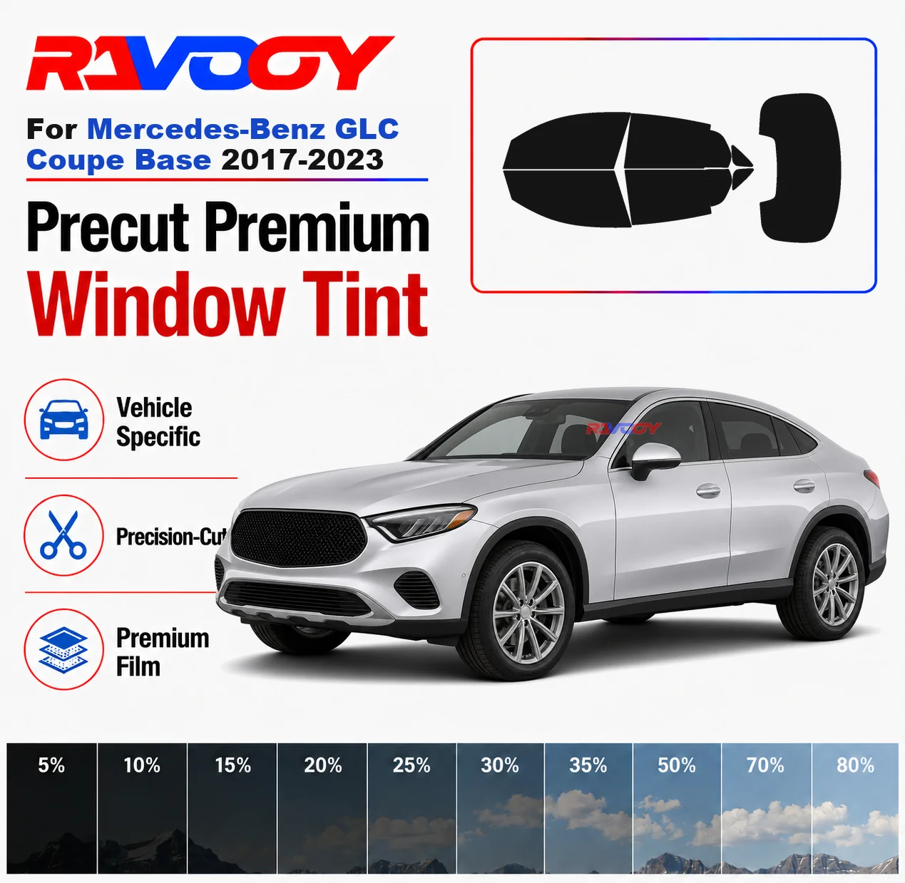 premium-precut-window-tint-kit-front-rear-windows-rear-windshield-for-mercedes-benz-glc-coupe-base-2017-2023-nano-ceramic-film
