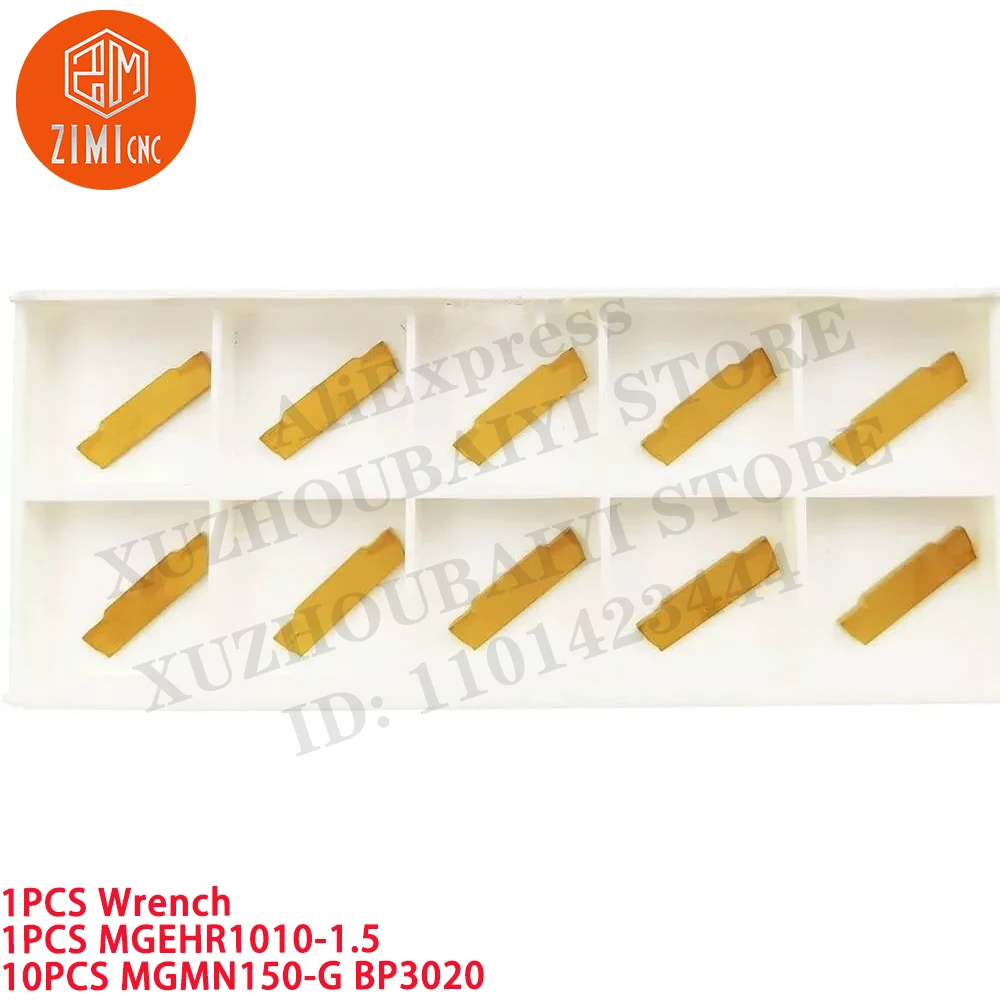 1PCS MGEHR1010-1.5 10mm 그루빙 도구 홀더 +10PCS MGMN150-G BP3020 그루빙 카바이드 인서트 CNC 금속 기계 절삭 도구