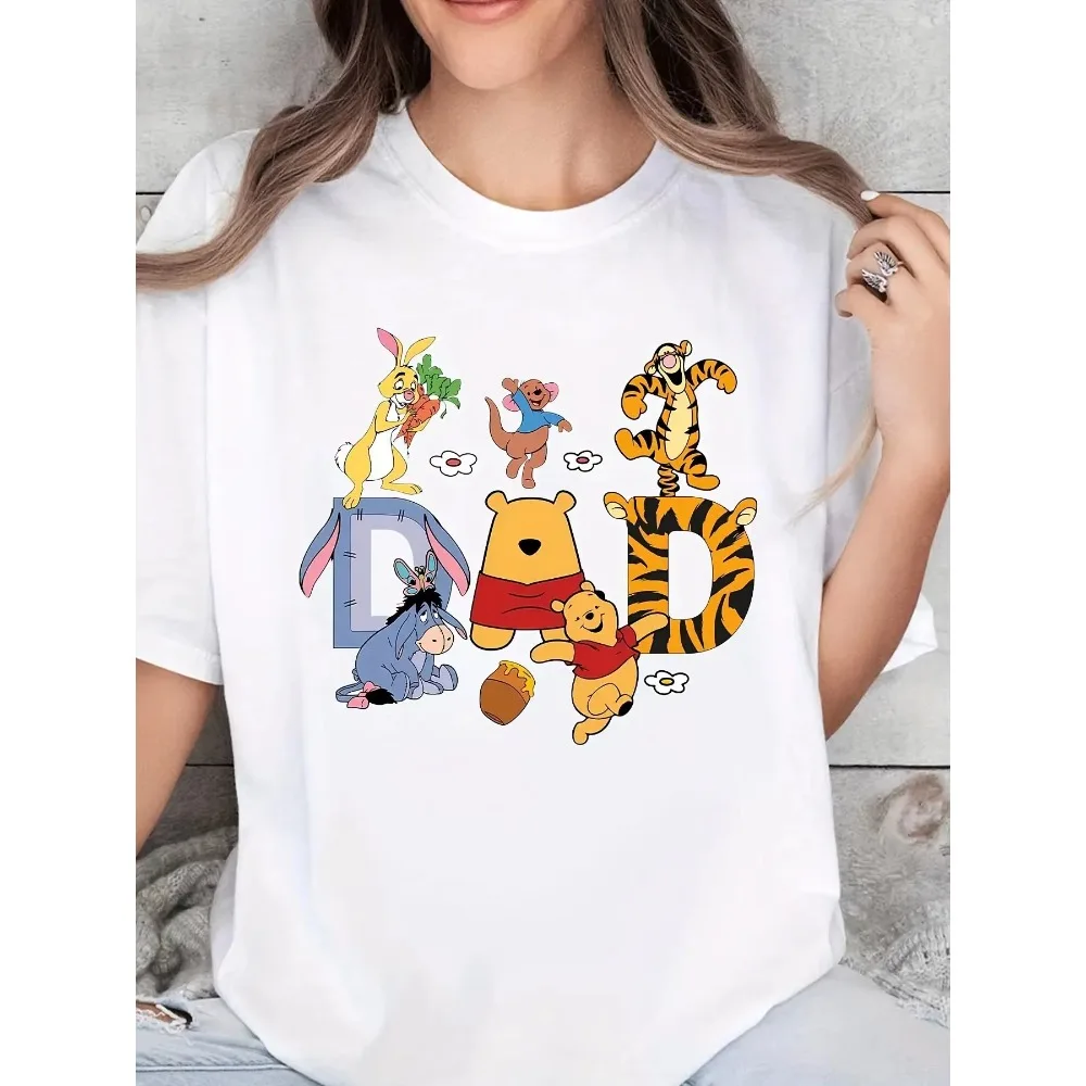 T-shirt Disney Winnie-the-Pooh & Friends, comoda maglietta estiva casual in morbido cotone girocollo con orso Pooh Eeyore Tigger & Owl